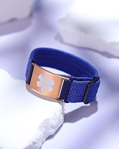 Personalized Sport Medical Alert Bracelets for Women Men - Custom Medical ID Bracelets with Free Engraving - Hook and Loop/Elastic/Stainless Steel/Silicone Watch Wristband Emergency Bracelet
