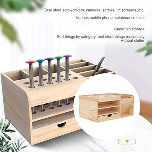 Fydun Repair Tool Organizer Synthetic Wood Strong Smoothly Edges Classified Storage Tool Parts Box Bamboo Screwdriver Organizer Rack Tool