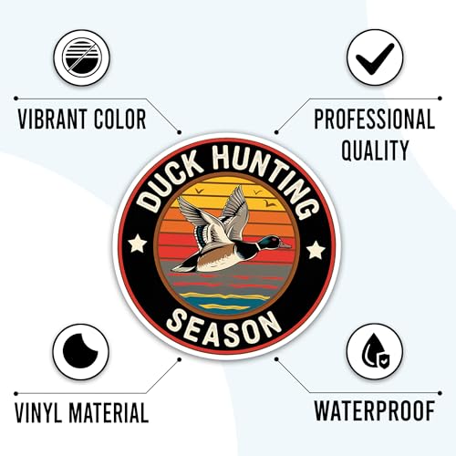 Duck Hunting Stickers 50 Pieces Vinyl Waterproof Decal for Laptop Water Bottle Phone Car Window Bike Motorcycle Stakeboard Scrapbook Ducks Hunt Sticker Gifts