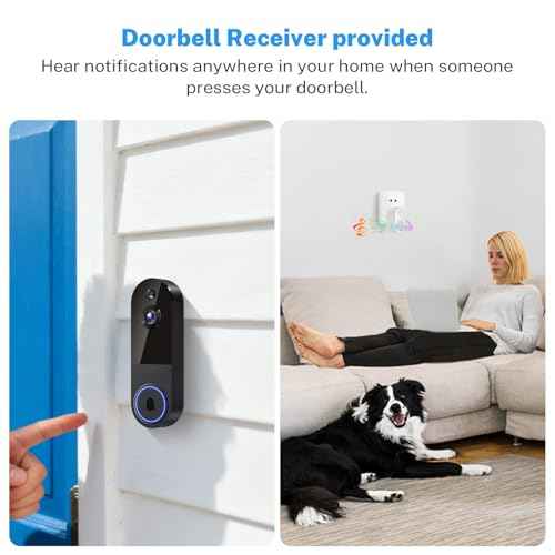 1080p Wireless Video Doorbell Camera with Receiver, AI Human Detection, 2-Way Audio, Night Vision, Cloud Storage, Real-Time Alerts, Rechargeable Battery Powered, 2.4G Wi-Fi Only