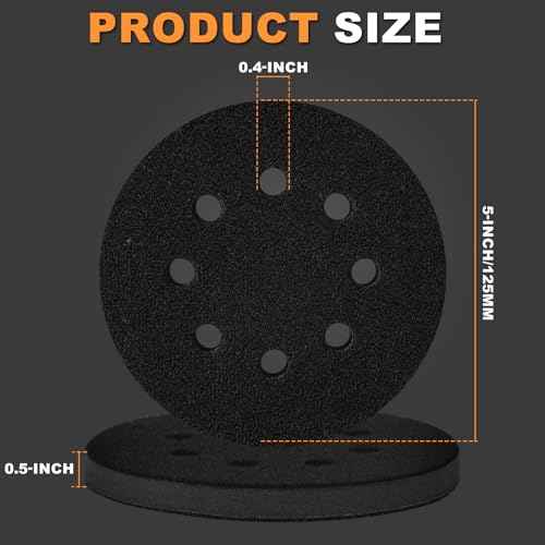 5-Inch 8-Hole Interface Pad:4 Pack Hook and Loop Foam Sanding Discs Backing Pads Replacement for Random Orbital Sander,Soft Density Sponge Round Cushion Buffer