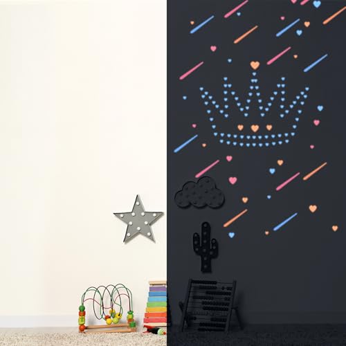 PATIKIL 84 Pcs Glow in The Dark Heart Stickers, Adhesive Glow Heart Sticker Glow in The Dark Wall Decals Luminous Decor for Room Ceiling Decoration Party Birthday, Pink