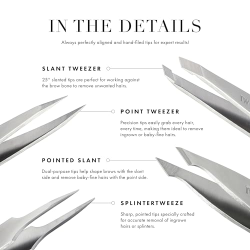 Tweezerman Stainless Steel Slant Tweezer - Eyebrow Tweezers for Women and Men (Pistachio)