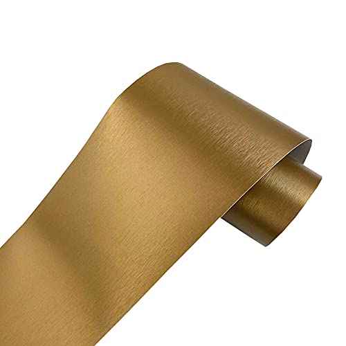 LUO YIYI Brushed Metal Look Peel and Stick PVC Self-Adhesive Wallpaper Border Board Trim Moulding Sticker Hair Line 3.93 Inch X 32.8 Feet (Gold)