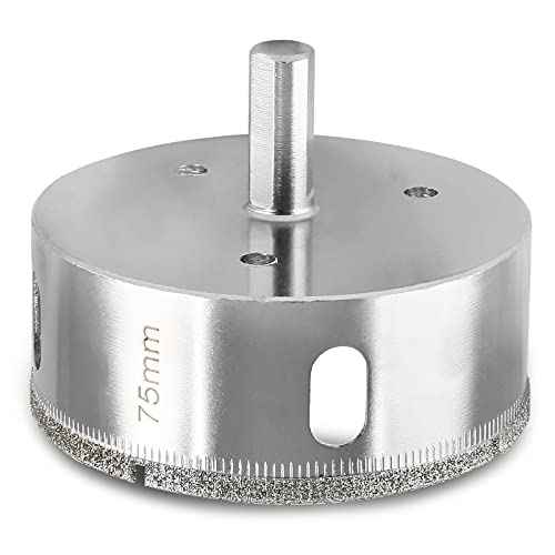 Luomorgo 75mm/3 inch Diamond Hole Saw, 1.1 inch Cutting Depth Diamond Diamond Drill Bits for Glass Ceramic Marble Porcelain Tile Granite Quartz Gemstone