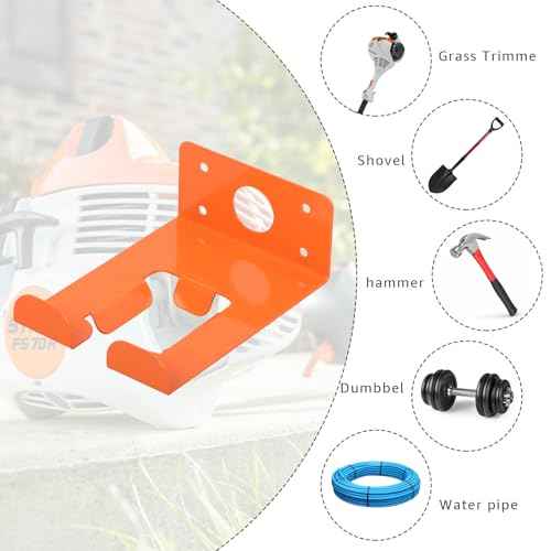 WeedEater Rack & Chainsaw Holder - Heavy Duty Garage Organizer Wall Mount for Grass Trimmer,Hedge Trimmer, Backpack Blower, Garden Tools, 2 Pack