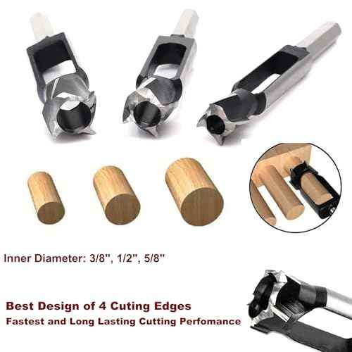 3PCS Wood Plug Cutters Set, Wood Tenon Maker Dowel Pocket Hole Plug Cutters, Woodworking Drill Bit, Suiatble for Making 3/8" 1/2" 5/8" Wood Dowel Pins- (Wood Plug Cutters)