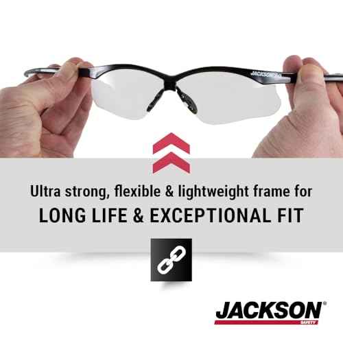 Jackson Safety SG Safety Glasses - Eye Protection for Men & Women - Anti-Scratch Lens with Black Frame - ANSI Z87.1 - Pack of 3 (Multiple Styles)