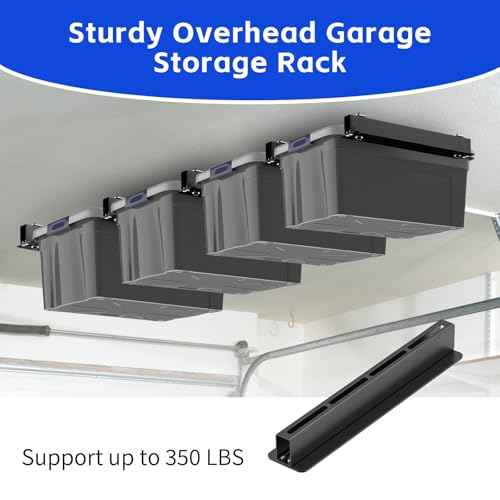 5 Pack Overhead Storage Bin Rack, Ceiling Racks for Utility Bins Organization, Heavy Duty Rack Ceiling Garage Storage for Supports Most Bins Container (for 4 Bins, Bins are not included)