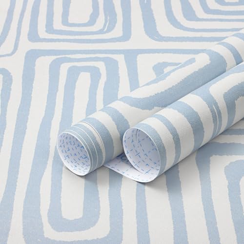 GloryTik Peel and Stick Wallpaper Blue and White Contact Paper Modern Geometric Self-Adhesive Removable Waterproof Wall Paper for Bedroom Bathroom Cabinets Kids Room Vinyl Roll 16.14"x118"