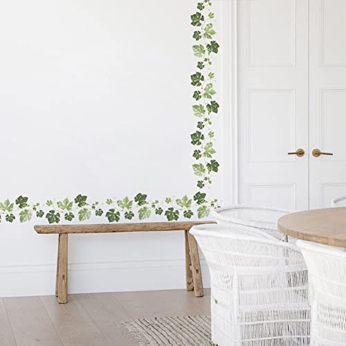 Green Vine Wall Stickers, Evergreen Ivy Leaves Hanging Tree Vine Wall Decals Peel and Stick for Living Room Bedroom Sofa TV Backdrop Wall Decoration