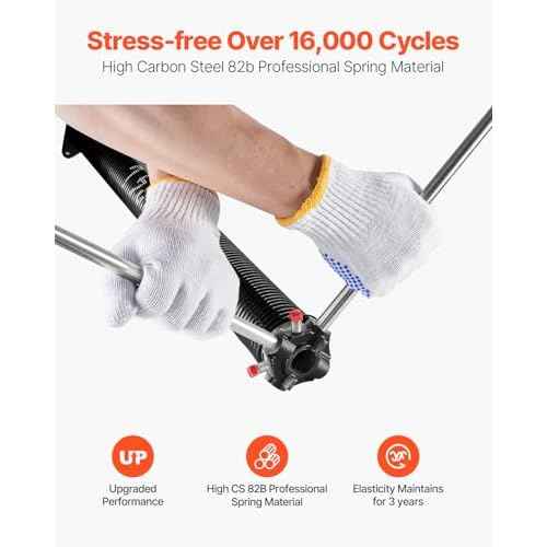 VEVOR Garage Door Torsion Springs, Pair of 0.225 x 2 x 24 in, 16000 Cycles, Electrophoresis Black Coated for Replacement, Garage Door Springs with Non-Slip Winding Bars, Gloves and Mounting Wrench
