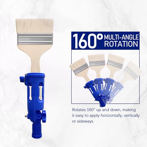 Multi-Angle Paint Brush Extender, Extension Pole Attachment Holder for Paint Brush,Roller, Scraper, Secure Handle Grip, Rotating Head, Easily Reach Ceilings, Walls, Corner Edges