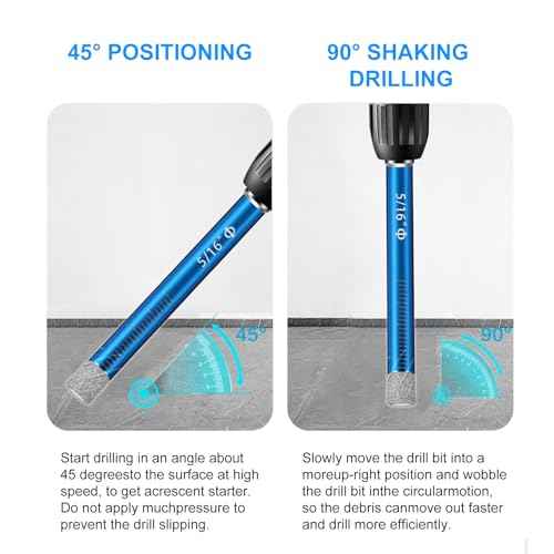 Diamond Drill Bits Set 8PC and 2PC 4-Edge Cross Drill for Versatile Ceramic Drill bit Granite, Hard Tiles Marble, Masonry, Concrete, Glass, Dry Precise Drilling