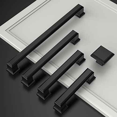 Asidrama 10 Pack 6.3 Inch(160mm) Matte Black Cabinet pulls Kitchen Cabinet Handles Cabinet Pulls Kitchen Cabinet Hardware for Cupboard Drawer Pulls