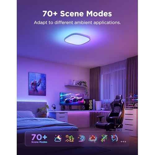 Govee Smart Ceiling Light, RGBIC LED Square Ceiling Light Fixture Works with Matter, 2400LM Flush Mount Light Fixture, DIY Colors, 2700K-6500K Dimmable for Bedroom, Living Room, 12 Inch, 1 Pack