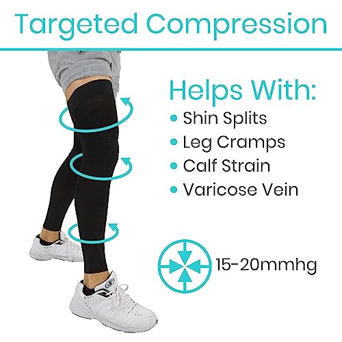 Vive Full Leg Compression Sleeves for Men & Women (Pair) - Knee, Calf, & Thigh Support Brace Wrap for Basketball, Football, Wrestling - Footless Long Running Accessories for Shin Splints (Medium)