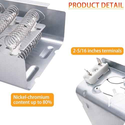 Dryer Heating Element Kit Replace for Whirlpool WED5300VW0 WED5000VQ0 WED5100SQ0 WED5000DW1 WED5000DW2 WED5010LW0 WED5010LW1 WED5200VQ0 WED5200VQ1 WED5050LW0 WED5050LW1 WED5200TQ0