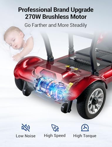 Mobility Scooter for Adults Seniors Driving 22 Miles, 42Lbs Lightweight Folding Electric Airlines Approved Mobility Scooter w/249WH*2Batteries Charger Dustproof Cover FSA/HSA Eligible (Red)
