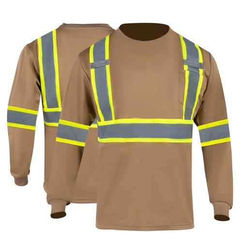 FONIRRA Long Sleeve Safety T Shirt Reflective High Visibility Construction Work Shirts ANSI Class 3 for Men