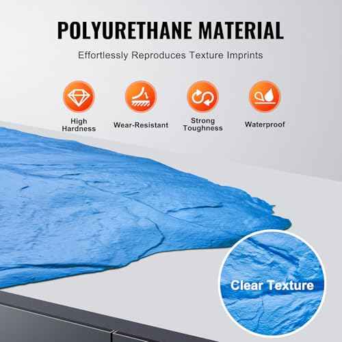 VEVOR Concrete Stamps Mat, 18 x 18 in, Concrete Texturing Skin Polyurethane Stamp Stone Tile Texture Mat, Slate floor Imprint Seamless Stamp Concrete Molds for Outdoor Decorative, Blue