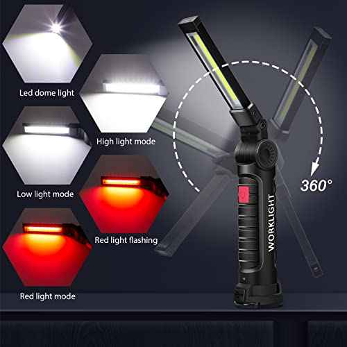 Tuanse 10 Pcs Fathers Day Tool Gifts Rechargeable LED Work Light with Magnetic Base and 360¡Æ Rotate Magnetic Flashlights for Mechanics Car Repair Home Garage Camping Gifts for Men Dad (Large)