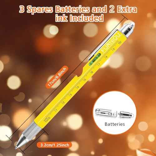 Stocking Stuffers Gifts for Men Women, Birthday Gift from Daughter Son Wife, 9 In 1 Multi-Tool Pen Set Christmas Gifts for Dad Grandpa Husband Boyfriend, Cool Unique Tools Gadgets for Men, Yellow
