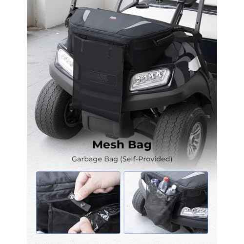 KEMIMOTO Golf Cart Cooler Bag, Fits 20-30 11oz Cans, Insulated with Drain Plug, Reflective Finish, Handy Pockets, Golf Cart Accessories Gifts for Golfers Men, Compatible with EZGO Club Car