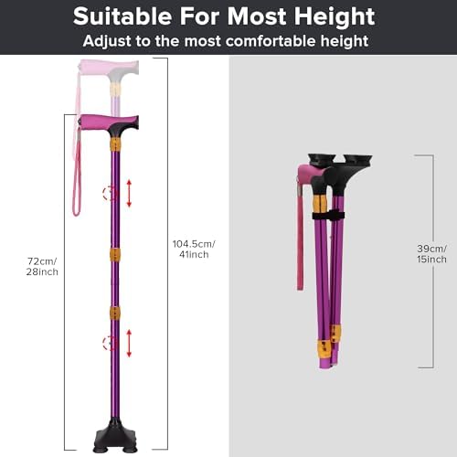LIXIANG Walking Cane for Women for Stability Seniors Balance Folding Foldable Canes for Men Heavy Duty Adjustable Travel Collapsible Fashionable Fancy Decorative Unique Cool Cane