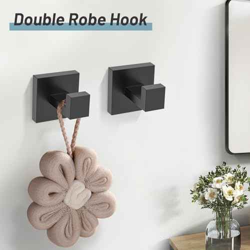 Black Towel Bar Bathroom Accessories Set, 23.6Inch Towel Rack for Bathroom, 10 Pieces SUS304 Stainless Steel Towel Racks Toilet Paper Holder Set for Bathroom Wall Mounted