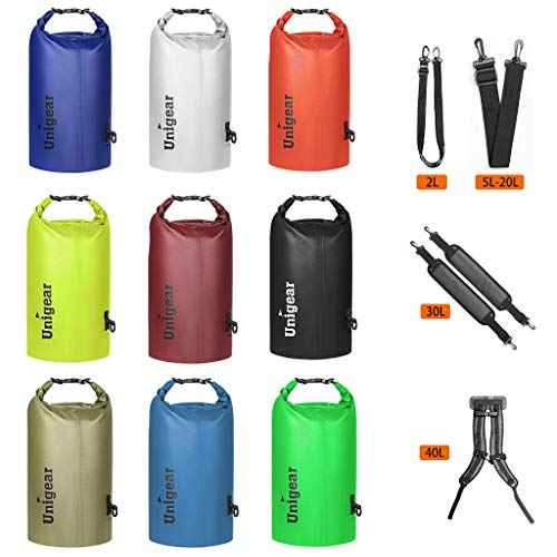 Unigear Dry Bag Waterproof, 2L/5L/10L/20L/30L/40L Floating and Lightweight Bags for Kayaking, Boating, Fishing, Swimming and Camping with Waterproof Phone Case