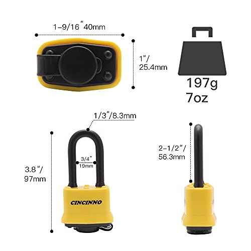 4 Pack Heavy Duty Covered Laminated Steel Padlocks Keyed Alike, Weatherproof Padlocks with 1-9/16 in. Wide Body, Long Shackle for Gate, Shed, Storage Locker Lock