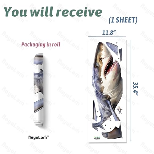 Lifelike Shark Wall Stickers for Nursery Sea Animal Wall Stickers for Kid Boy Baby Room Stickers Peel and Stick Wall Art Home Decor Living Room Bedroom Bathroom