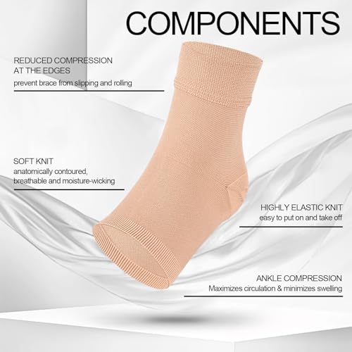 Ankle Brace Compression Sleeves Open Toe Compresion Socks for Women Men,Plantar Fasciitis Socks with Arch Support Nude S/M