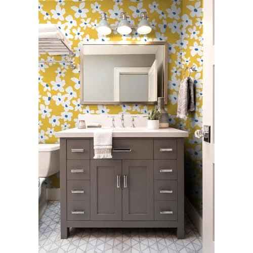 HAOKHOME Yellow Peel and Stick Wallpaper Floral Yellow/White/Blue Removable Wall Paper for Bedroom Bathroom Textured Stick on Contact Paper 17.7in x 9.8ft