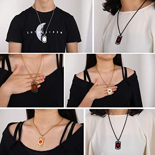 Supcare Medical Alert Necklace for Men Women, Stainless Steel Engraved Medical Emergency Pendant,Customized Medical ID Jewelry(16 Types)