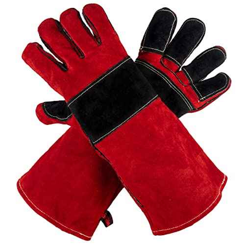 Grill Armor Welding Gloves ? 16inch 932¢µ - Leather Forge/Mig/Stick ? Heat/Fire Resistant Gloves, Mitts/Pot Holders For Oven, Grill, BBQ, Furnace, Stove, Fireplace, Tig Welder, Animal Handling Glove