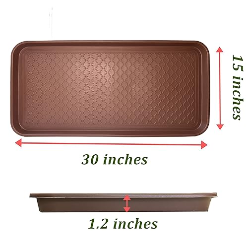 Large Multifunctional Boot Tray 2 Pack Boot Mat Washable Indoor or Outdoor Tray Mat for Shoes Boots Plants Pots Paint Tins Pet Bowls Car Storage, 30 x 15 x 1.2 Inches (Brown)