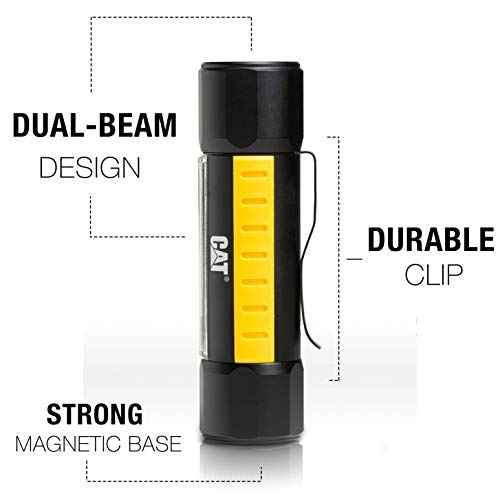 Cat CT3410 Dual Beam Aluminum Tactical Light ? Double-Duty 275 Lumen Top Beam, 200 Lumen Flood Panel Light, Black/Yellow