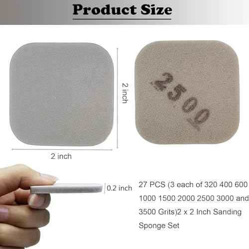 54 PCS 2 x 2 Soft Touch Sanding Pads, Mesh Sanding Polishing Pads Hand Sander Blocking from 320 to 3500 Grits Sander Sponge for Plastic Sanding Acrylic Materials (54 Pack)