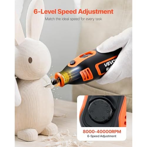 VEVOR 84-Piece Rotary Tool Kit, 200W Mini Power Rotary Tool Corded, 6-Level Speed 8000-40000 RPM Multi-Purpose DIY Tools for Engraving, Sanding, Polishing, Carving, Grinding, Cutting, DIY Crafts