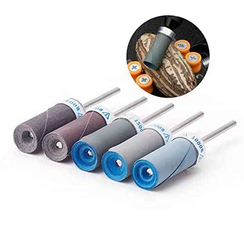 ?????? ???? 10 Pcs Mixed Grit Sandpaper Rolls Set,3/32 Inch Shank Abrasive Sanding Sleeve for Rotary Tool