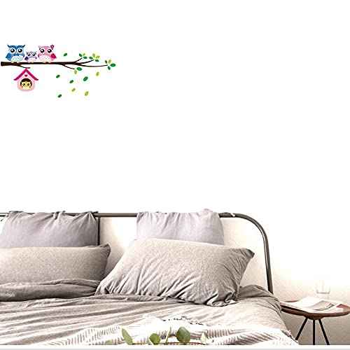BIBITIME Owl Family Playing on Branches Wall Decal Sticker Nursery Wallpaper Decals
