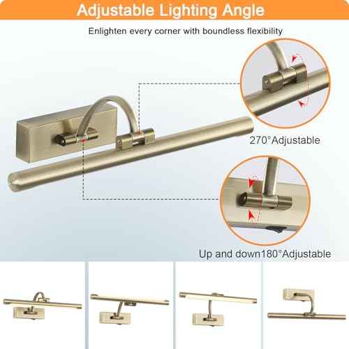 LED Picture Lights for Wall Rechargeable, Battery Operated Art Light for Paintings Wireless,15.7inch Antique Bronze Gallery Light for Artwork