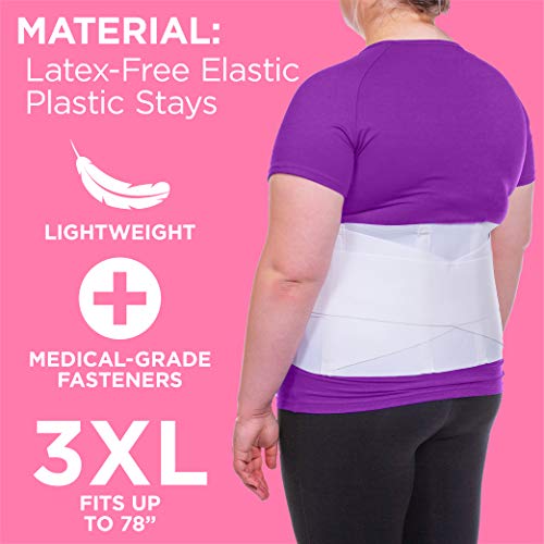 BraceAbility Plus Size Women's Back Brace for Female Lower Back Pain - XXL Ladies Soft White Elastic Lumbar Compression Obesity Support Belt Girdle is Discreet Under Clothes (2XL)