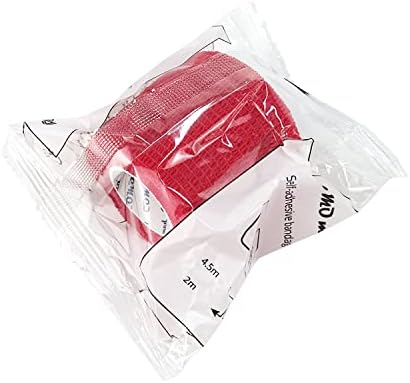 Self Adherent Cohesive Bandage2"x5 Yards First Aid Bandages Stretch Sport Athletic Wrap Vet Tape for Wrist Ankle Sprain and Swelling,Red(12 Rolls)