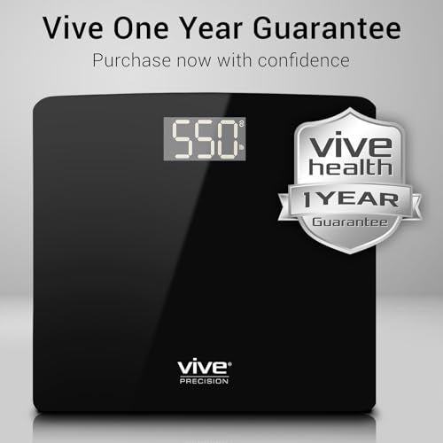 Vive Smart Body Weight Scale (500lbs Capacity) - Heavy Duty Bariatric Digital Scale for BMI - Plus Size, Large Display - Bathroom Device for Health Extra Wide Base & Smartphone Connectivity