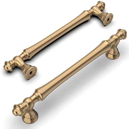 Amerdeco 10 Pack Champagne Bronze Cabinet Pulls 6.3 Inch(160mm) Hole Center Cabinet Hardware Kitchen Cabinet Handles for Bathroom Drawer Pulls Dresser Pulls ZH0014