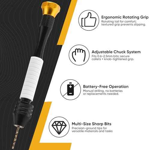 Pin Vise Hand Drill Manual with 22pcs Micro Drill Bits Set£¨0.6mm-2.5mm£©Professional Rotary Craft Mini Drills for Jewelry Making Supplies Resin Wood Plastic Miniature