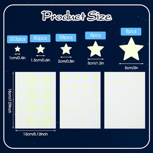 Giantree Glow in The Dark Stars Wall Stickers - 469 Pcs, Perfect for Kids' Nursery, Bedroom & Living Room